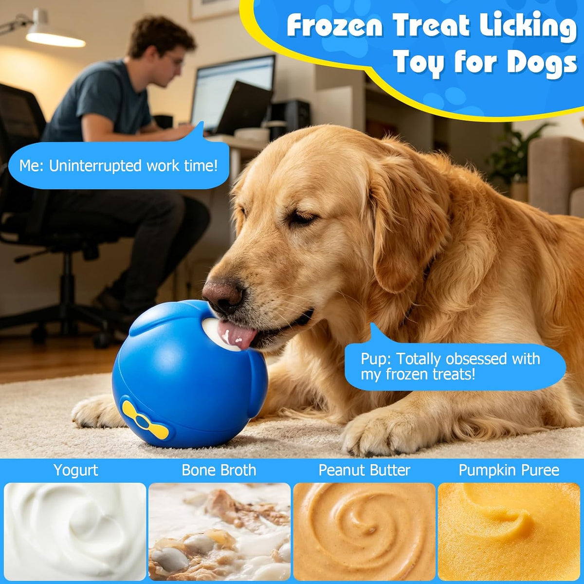 Frozen Treat Enrichment Toy – Reusable Dog Ice Pop Maker for Longer-Lasting Licking & Interactive Play